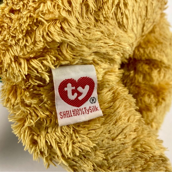 Ty Classic Curly Binks Bear Vintage 2002 12" Tan Stuffed Plush, Plaid Bow - Picture 4 of 8